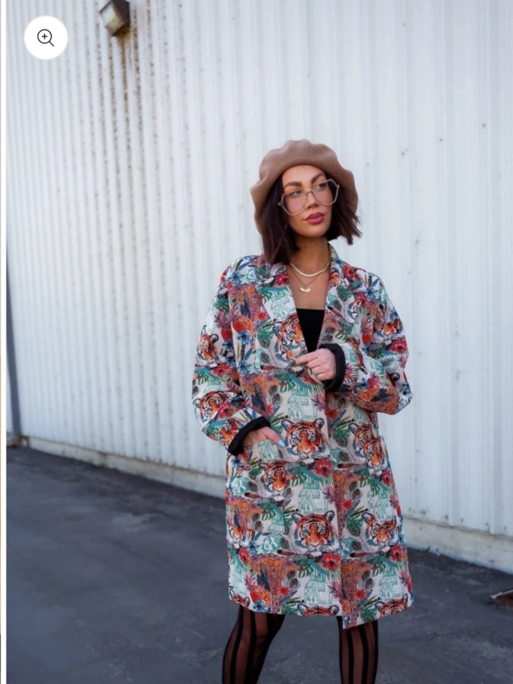 Dressed In LaLa Jacquard Jungle Tiger Print Coat